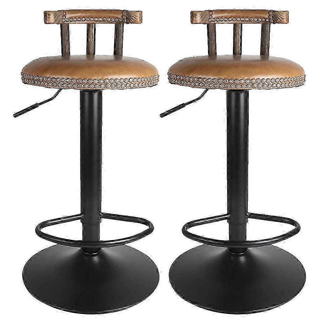 Set Hocker mit Rückenlehne aus 2 verstellbaren Retro-Lederstangen