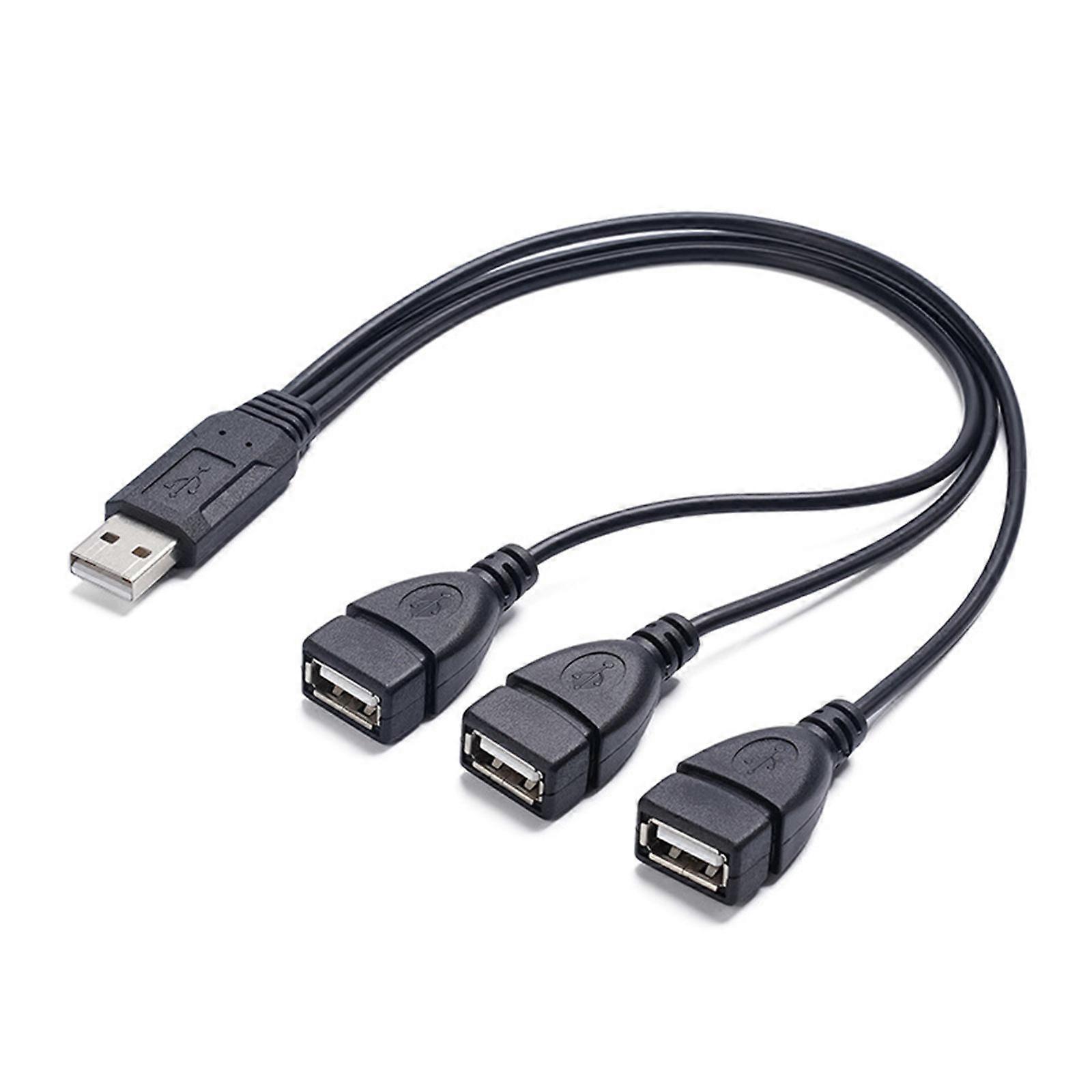 USB2.0 Male to Triple Female Splitter Cable with Data Transfer 5V3A for Data Transfer and Charging Simultaneously