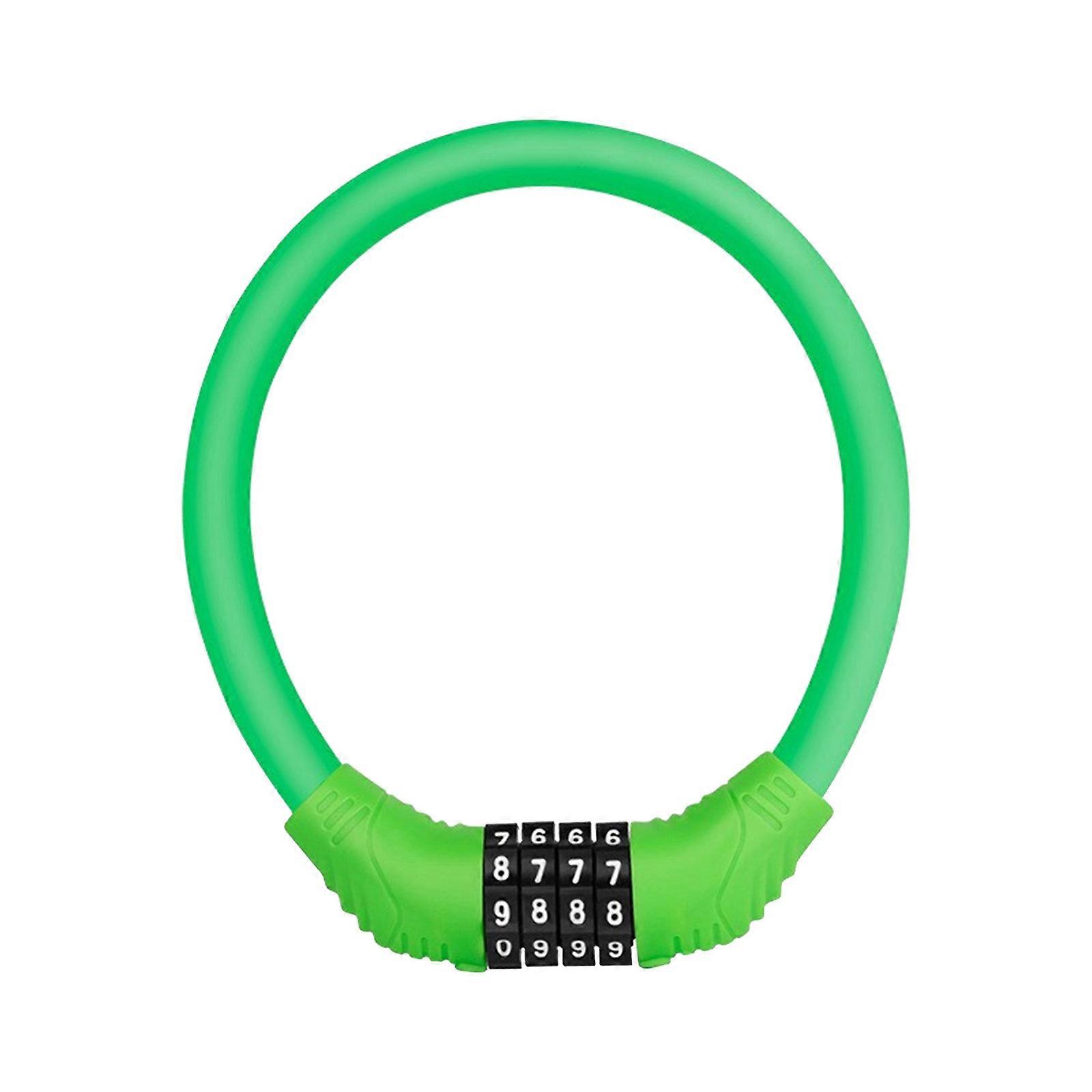 4 Digital Code Bicycles Cable Lock Antitheft Bike Password Lock Security Padlock Resettable Combination Cable Lock  Green