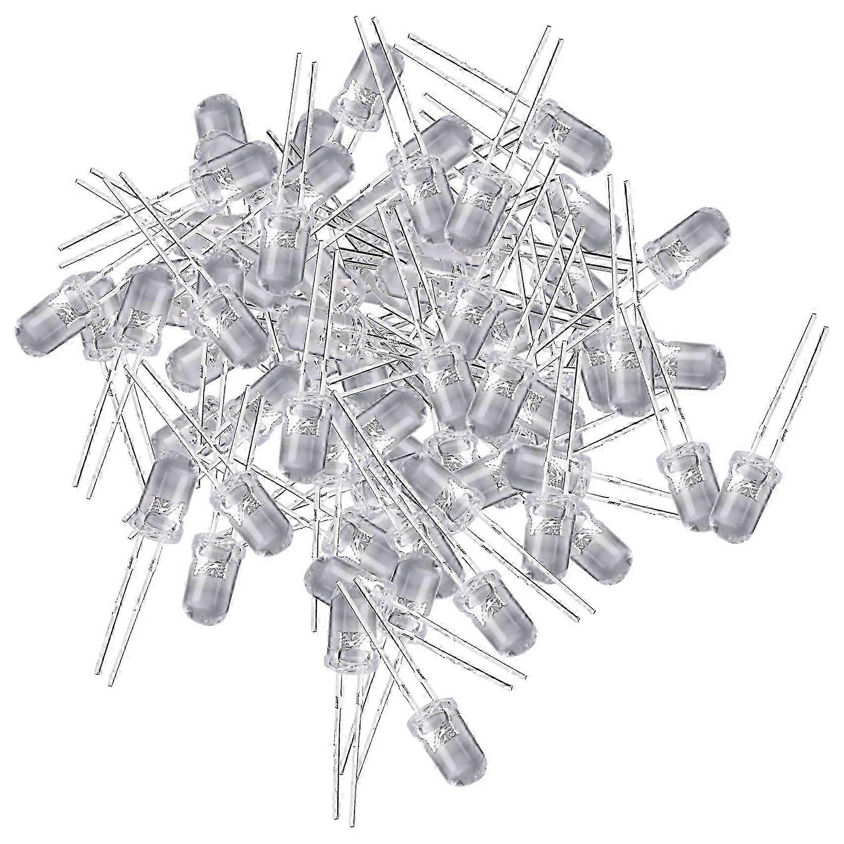 100pcs 5mm Warm White LED Diode Lights DC 3V 20mA Bulb Electronics Components