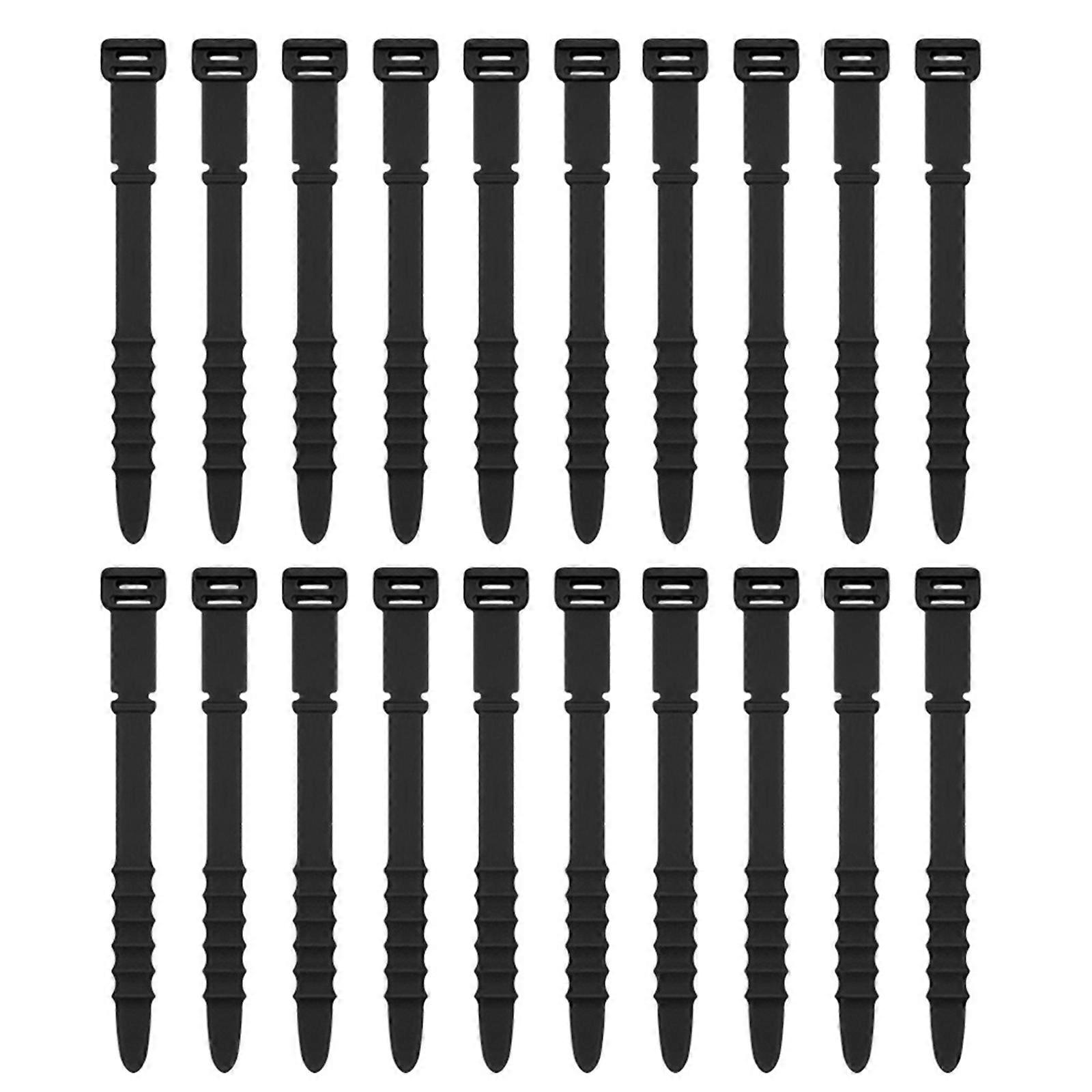 20Pcs Reusable Cable Ties Straps Adjustable Cord organizer  Elastic Silicone Cord Keeper for Bundling and Organizing  Black