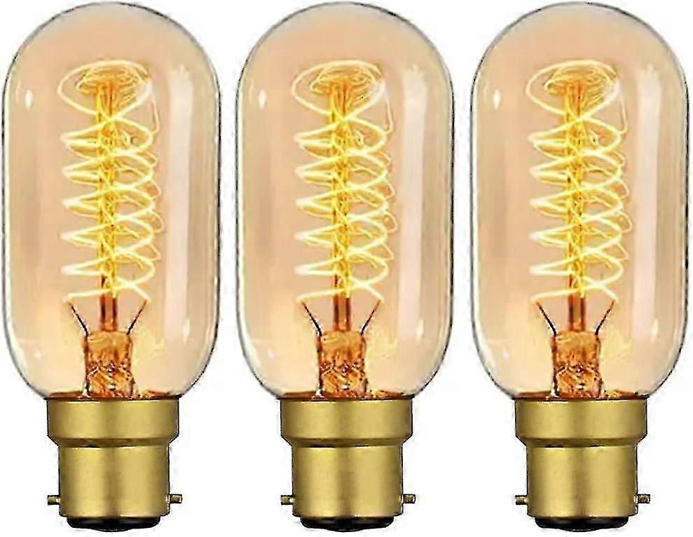 40W B22 خمر اديسون المصابيح الكهربائية حربة عكس الضوء، B22 قبل الميلاد خيوط خمر حربة ضوء لمبة أبيض دافئ، T45 العتيقة الرجعية لمبة 230V (3 حزمة)