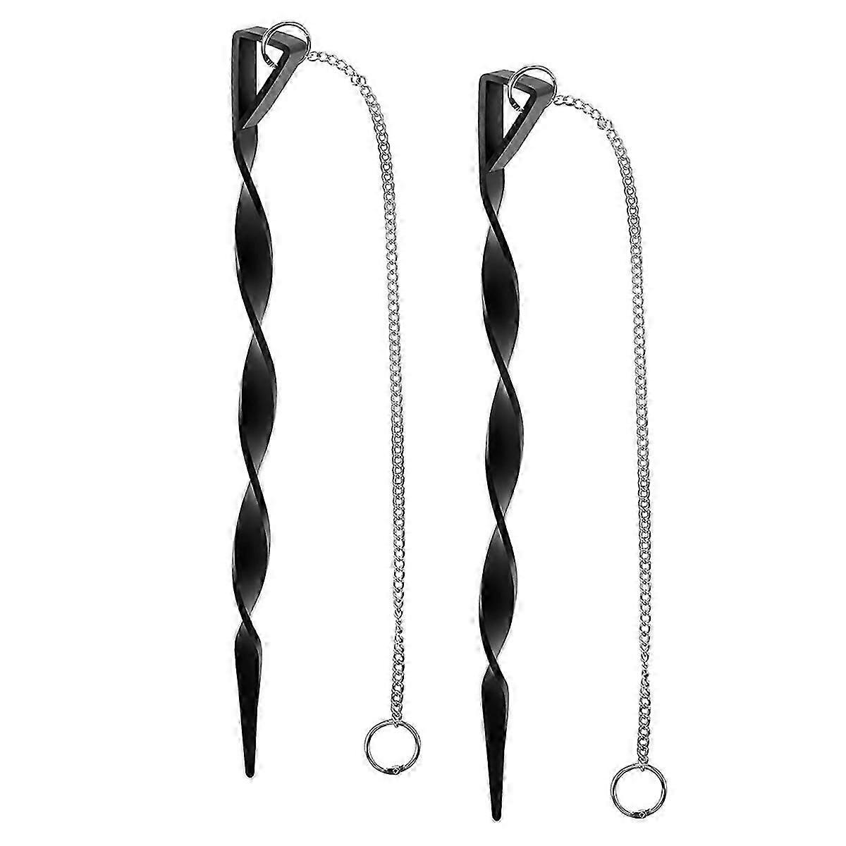 2 pièces de chenilles de pluie en fer robuste 13 pouces ancres en spirale BlackPowd er ancres en spirale enduites pour chaînes de pluie