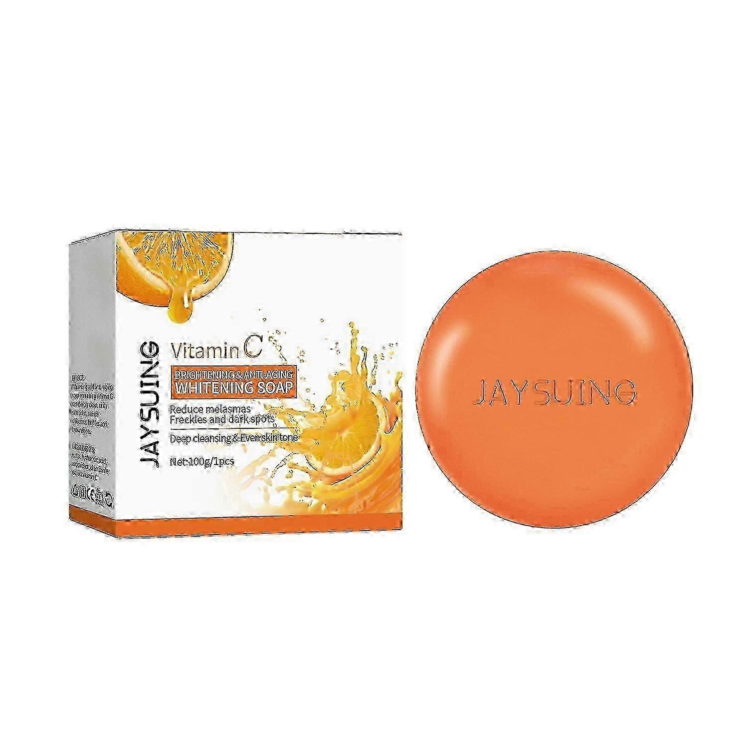 Jaysuing Vitamin C Anti-wrinkle Whitening Soap Cleanser Gentle Cleansing Face Lightens Spots and Bea