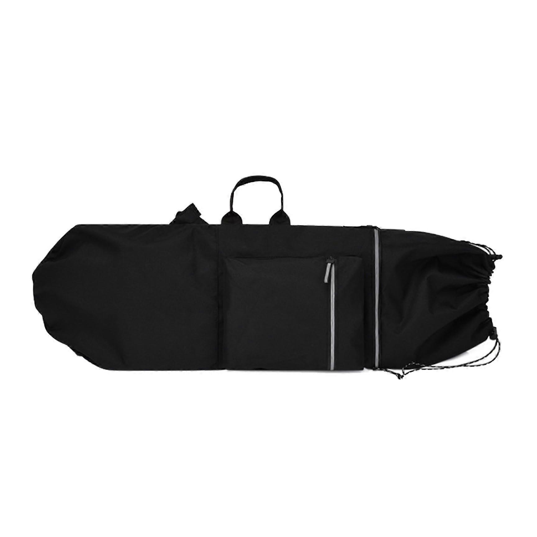 Skateboard Backpack Waterproof Nylon Longboard Bag 12.6 x 43 Multipocket Black with Totes Drawstring and Luminous Zipper