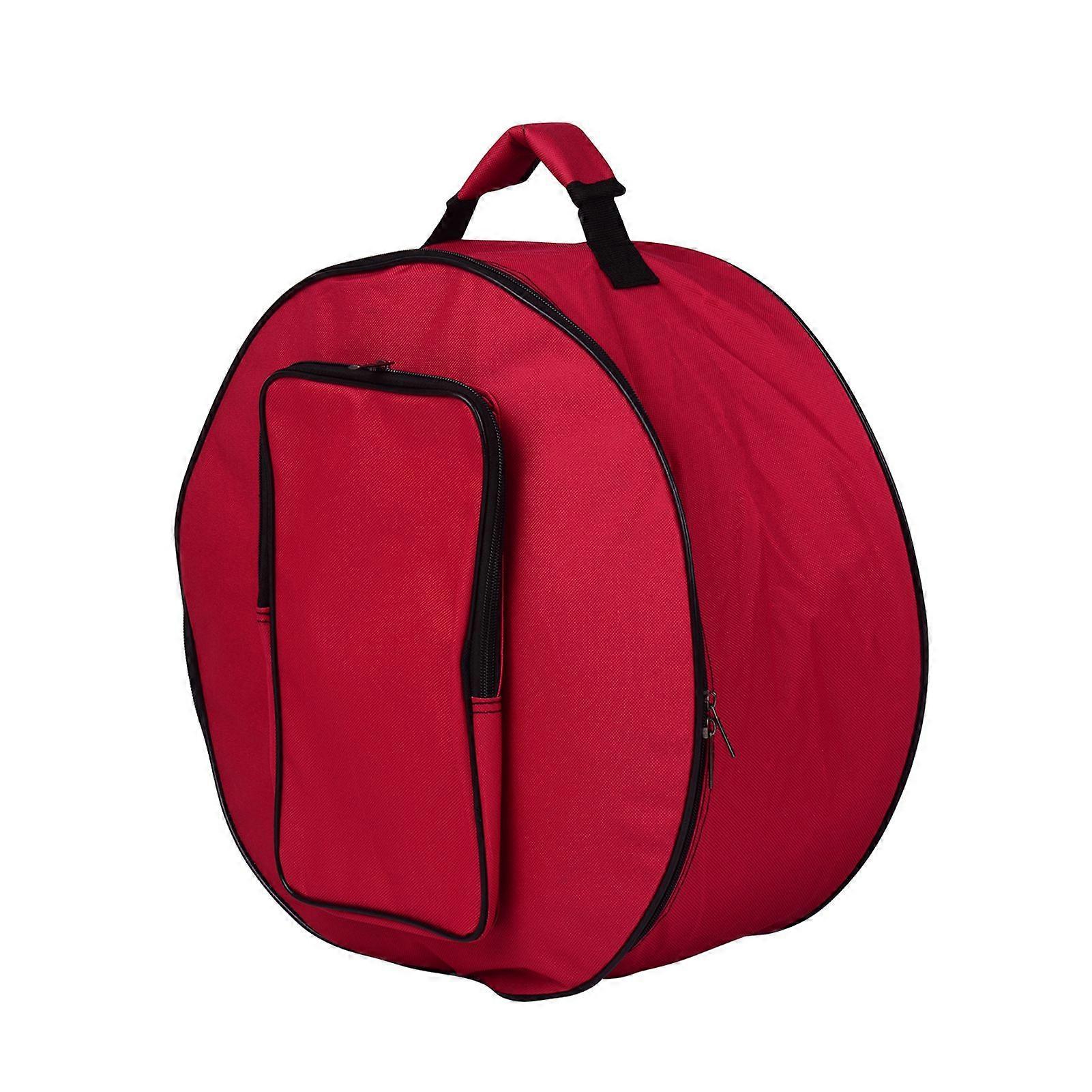 Compact Snare Drum Bag Backpack Case with Shoulder Strap Outside Pockets Musical Instrument Accessory Red
