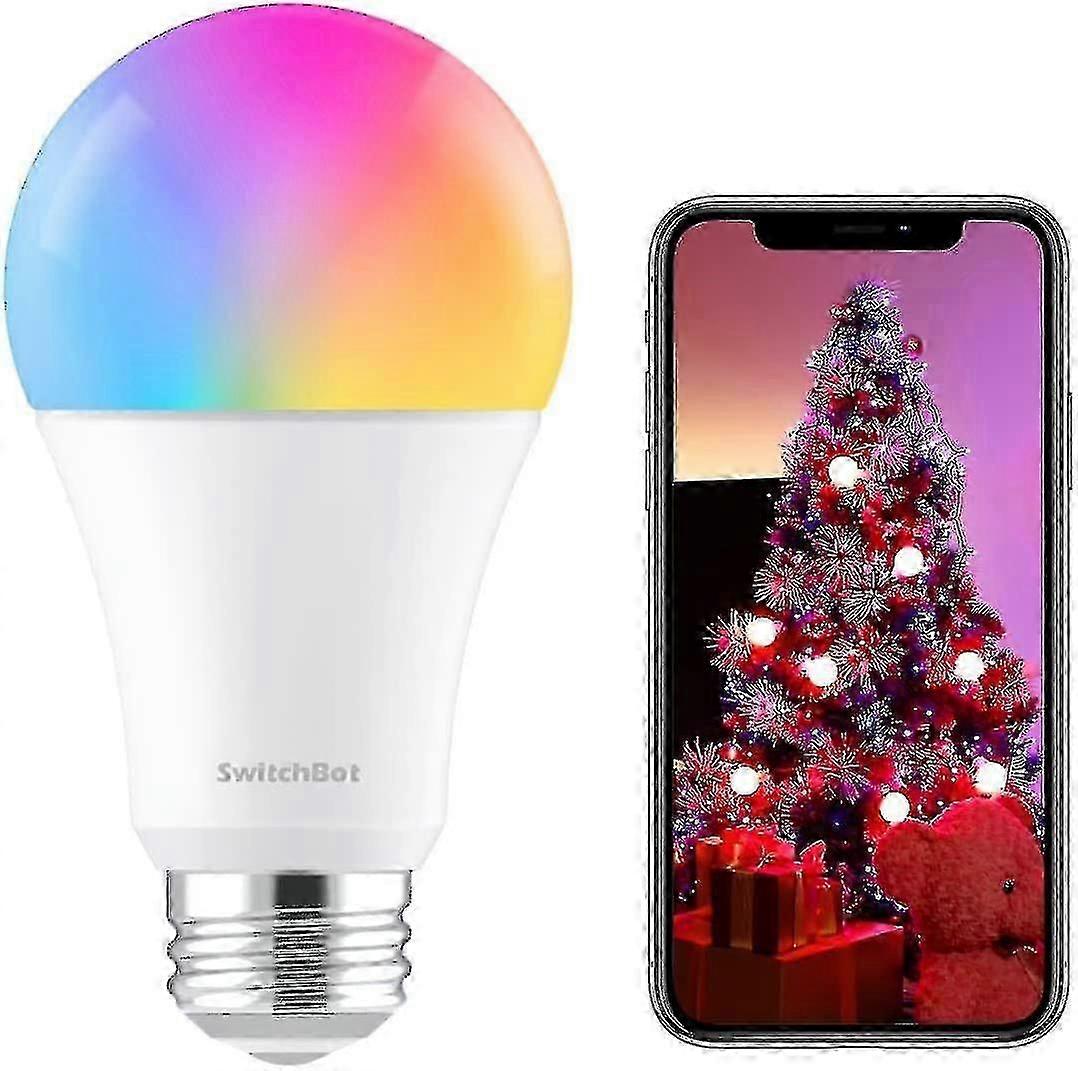 スイッチボットスマートLEDカラー電球、E27色変更wifi電球は、アレクサ、グーグルホーム、RGBコールドウォーム10W 800lms、2.4GHzのみ、ハブ不要で動作します