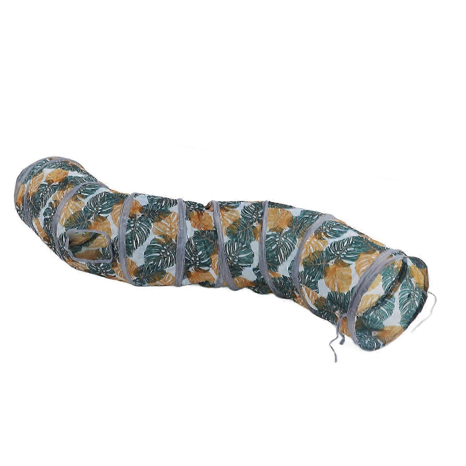 Collapsible Portable Pet Tunnel with Wild Leaf Print for Small Pets, Ideal for Various Small Animal Breeds