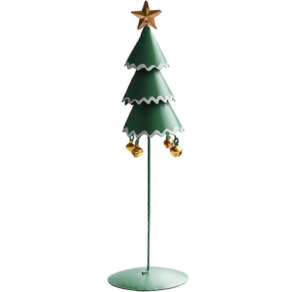 Nordic Iron Art Desktop Christmas Tree with Jingle Bells Ornaments – Festive Tabletop Decoration for Holiday Parties and Home Use