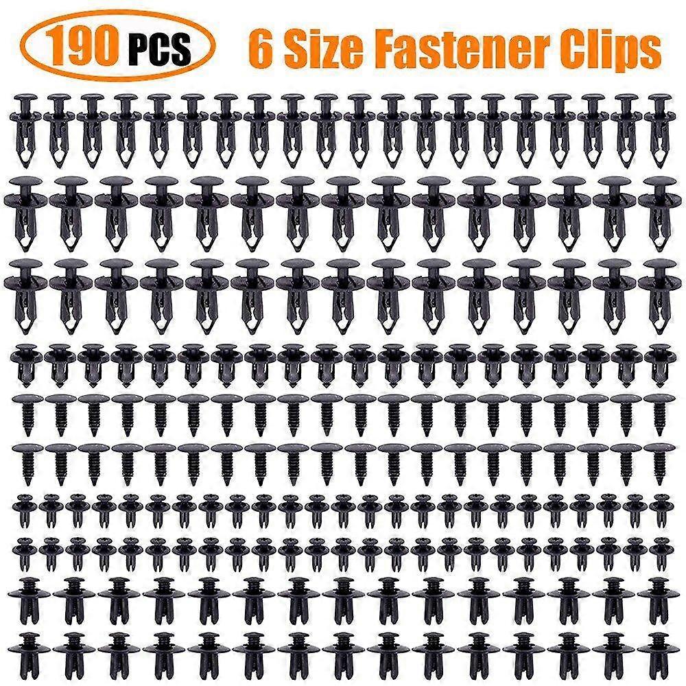 190PCS Car Retainer Clips 6 Size Plastic Fasteners Kit Auto Trim Panel Clip Mixed Car Body Bumper Rivet Set Replacement Push Pin
