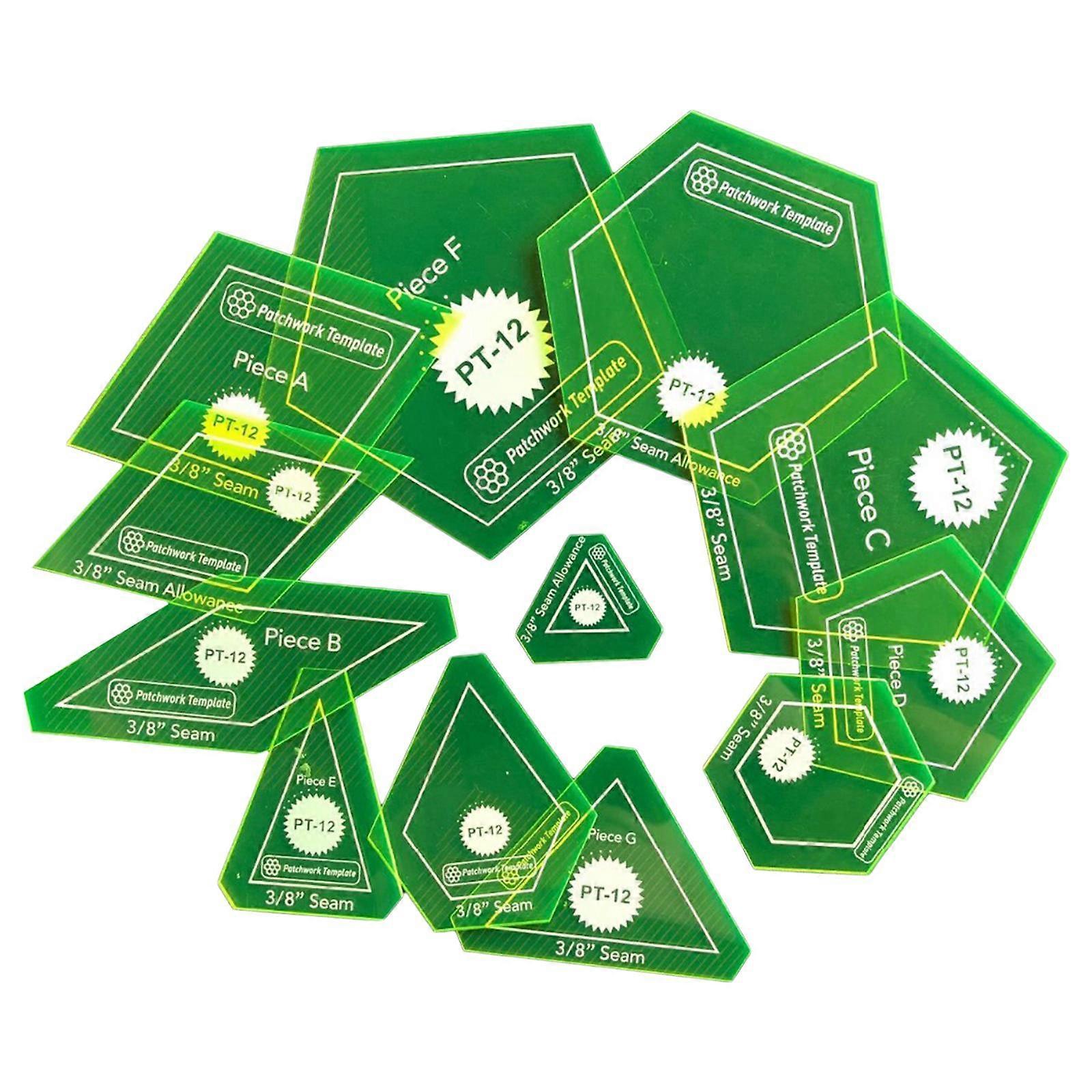 12xクイックキルトテンプレートセット手作りクリエイティブペーパーパイシングペーパーテンプレート