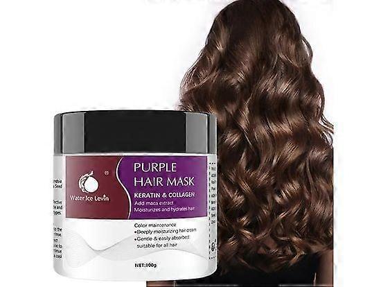 unbrand Masque capillaire violet masque capillaire au collagène Maca Deep Repair pour cheveux secs e