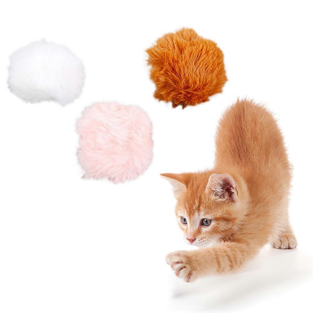 Kitten Play Chasing Toy Assorted Color Fluffy Balls Entertainment for Cat Pet 5 x 5 x 5 cm Plush 10 Pcs
