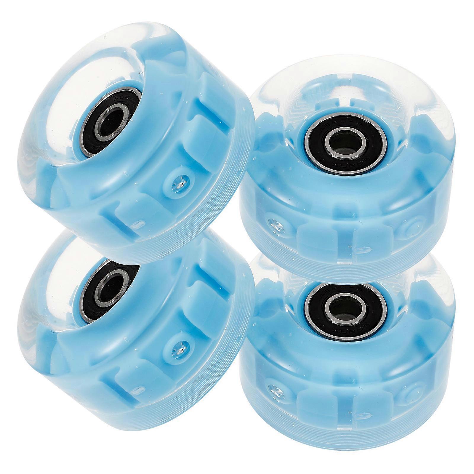 4pcs Flashing Roller Skate Wheels with Bearings & Wrench – High Elasticity Rubber PU for Smooth Skating on Flat Roads & Ramps – Universal Replacement