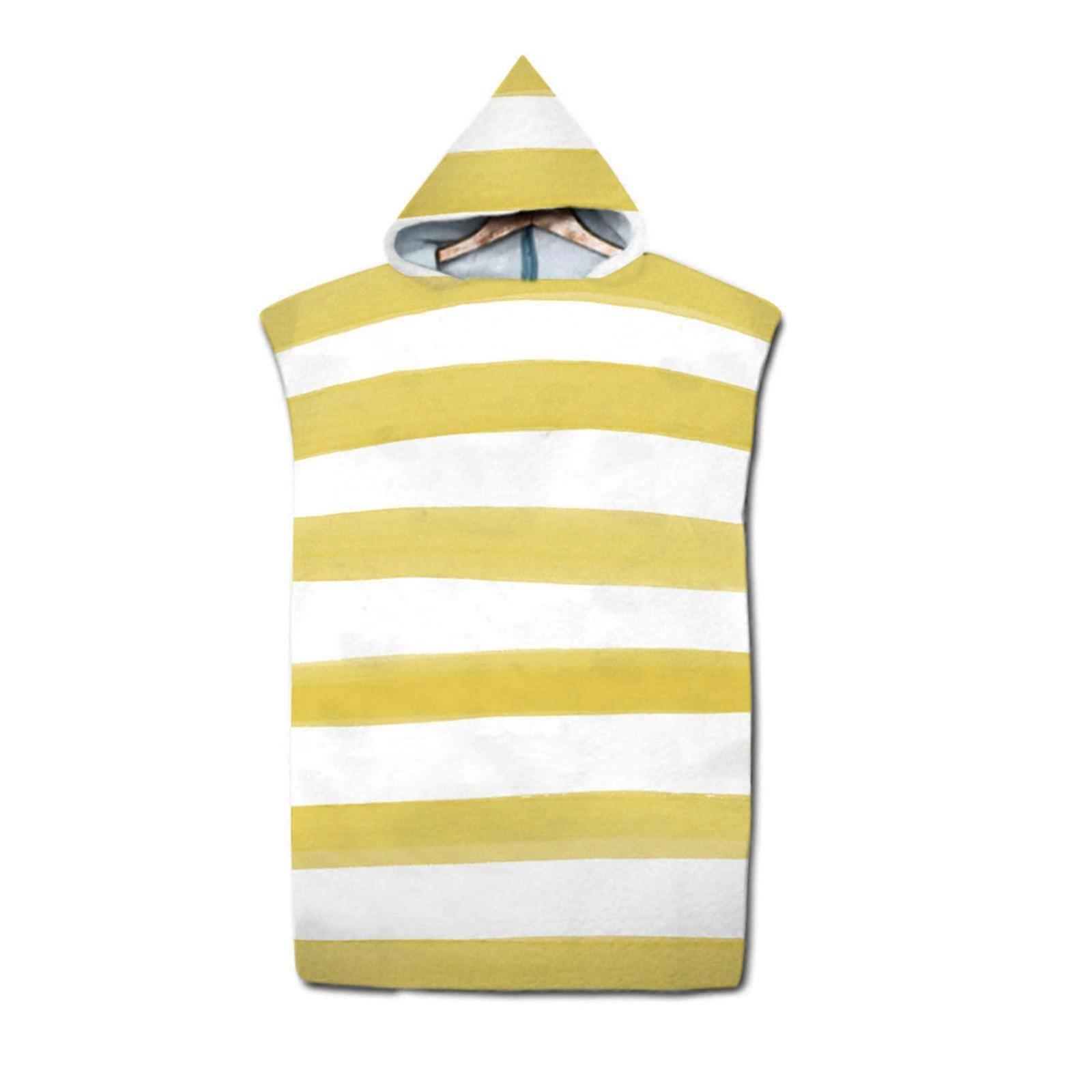 Beach Poncho, 3D Stripes Surf Poncho Towel with Hood, QuickDrying Beach Towel, Yellow