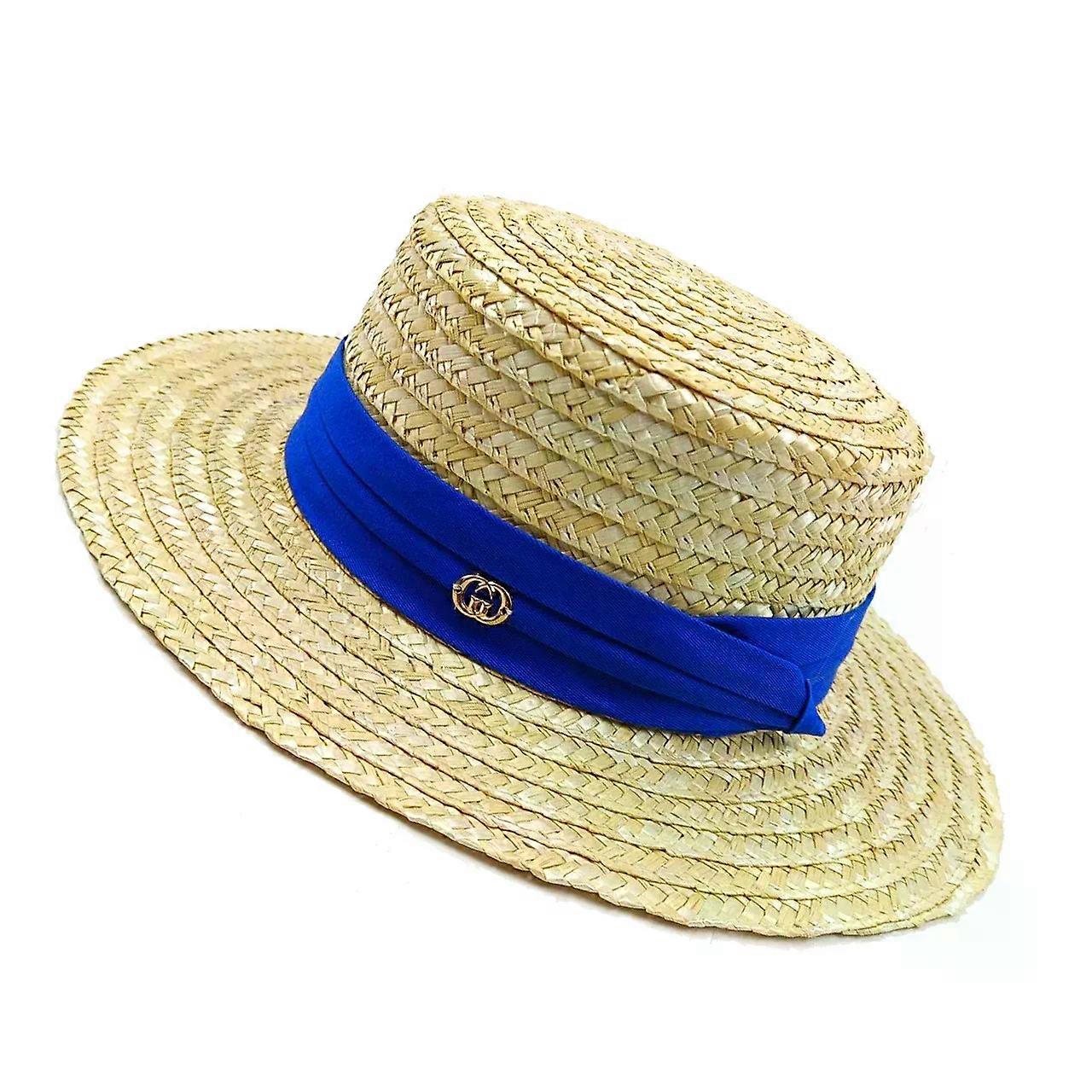 2025 Summer Straw Hat Beach Hat Women's Seaside Sun Hat Vacation Bow Ribbon Flat Top Big Brim Straw Hat praia