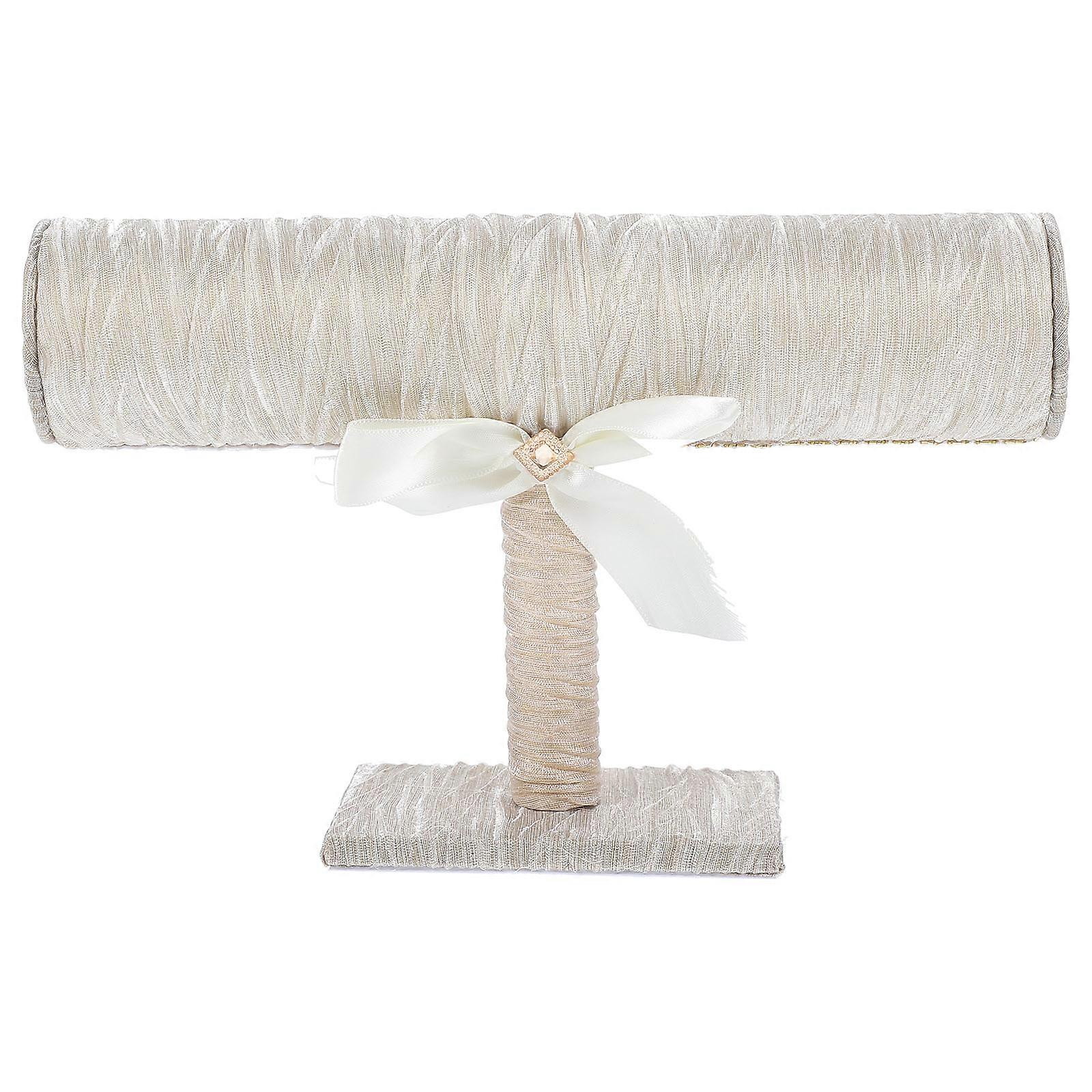 Bracelet Holders Vintage Jewelry Display Stand Rectangular Beige Chiffon Fabric 1Pack