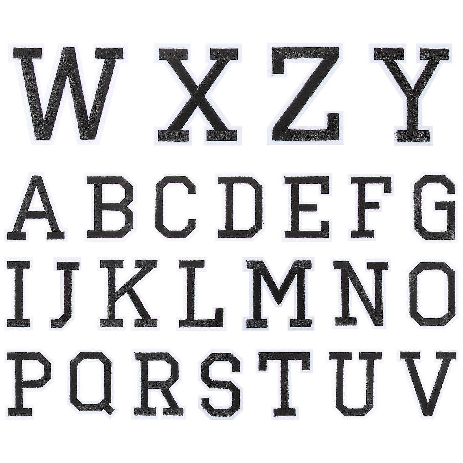 Iron Letter Patches Textile Appliques for Home Use Black Polyester 26Pcs