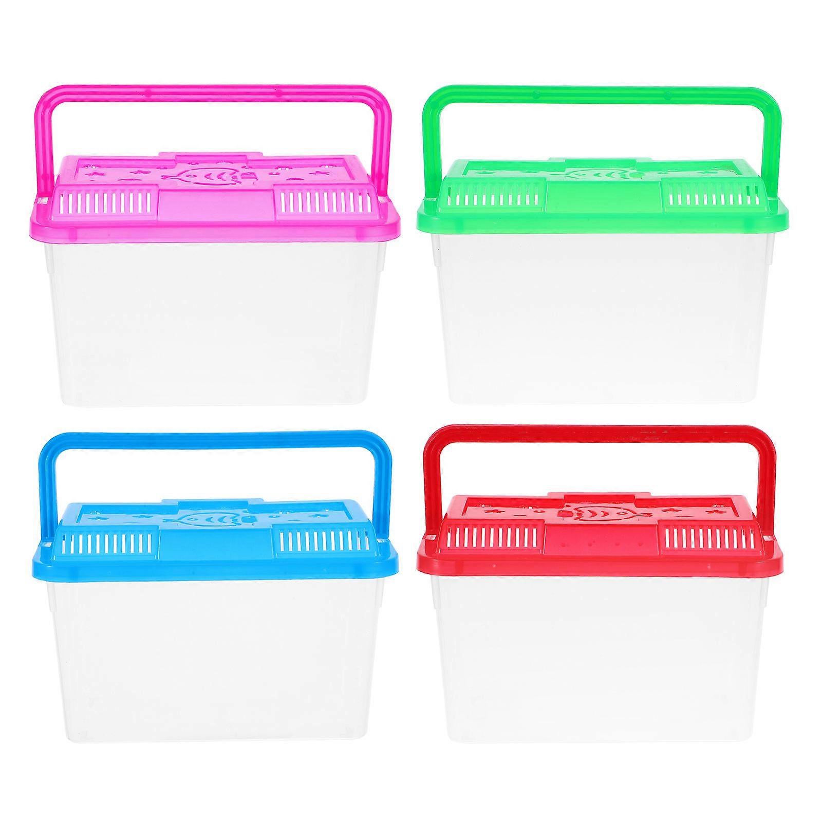 Fish Viewing Desktop Fish Tank Transparent Plastic For Small Fish Turtles Reptiles Hamsters 4Pcs