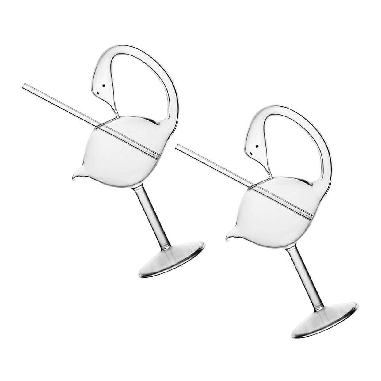 Swan Goblet Transparent Cups Set of 2, Elegant Martini Glasses for Cocktails, Whisky, Mojito, Bar Decoration