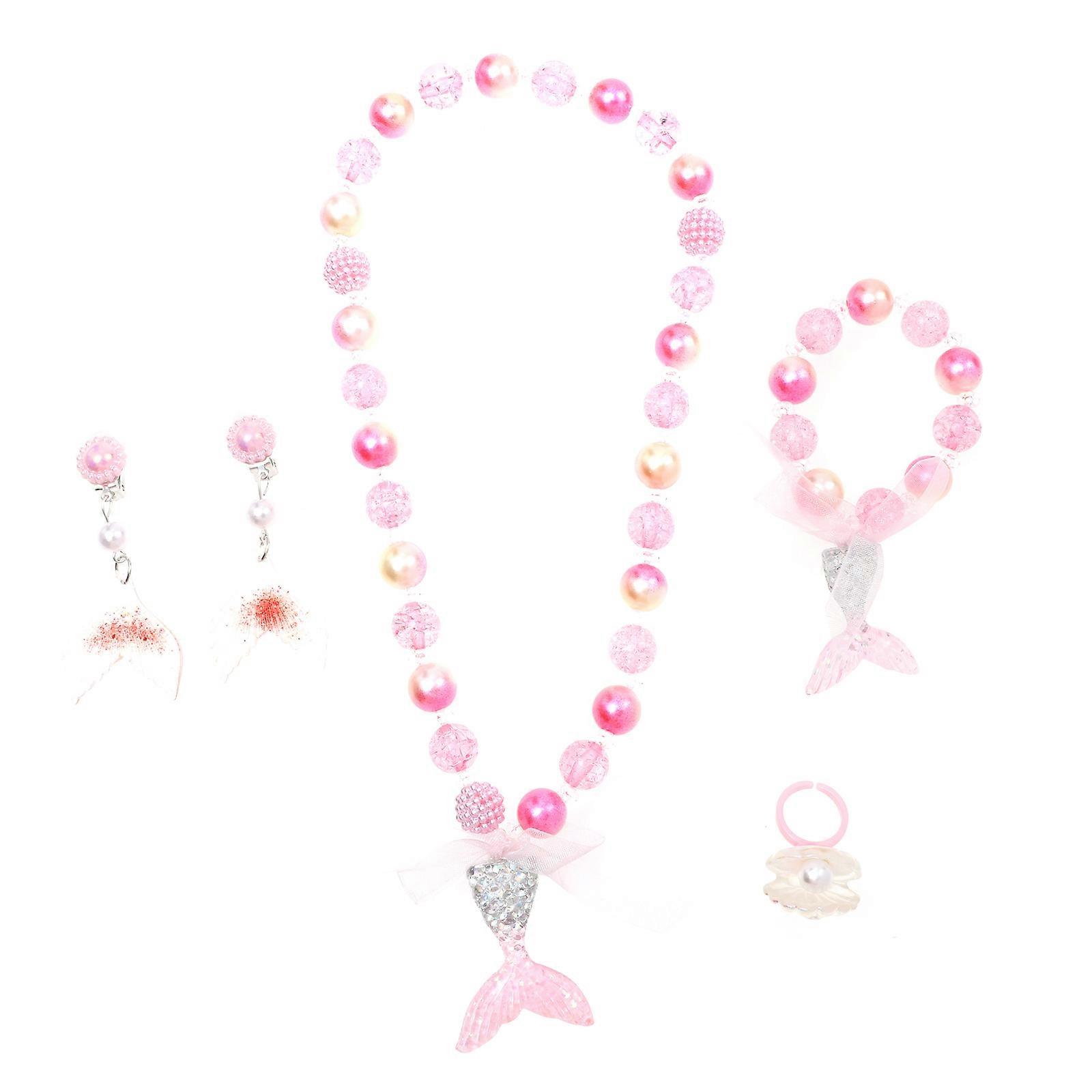 子供ジュエリーセットマーメイドリング耳薬ネックレスパーティー使用1セット