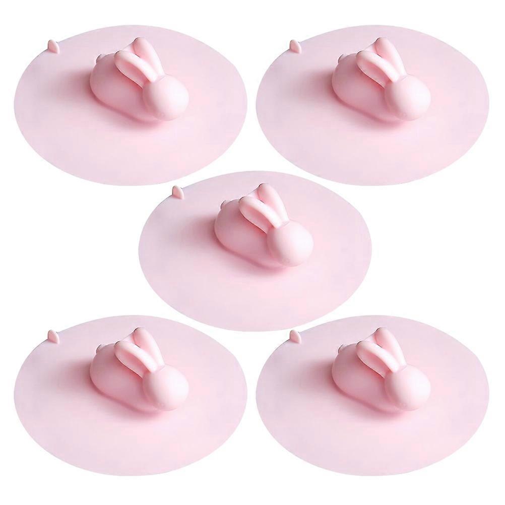 Sink Strainer Drain Covering Pad Rabbit Shape Pink S Size Stop Insects Kitchen Use 5Pcs