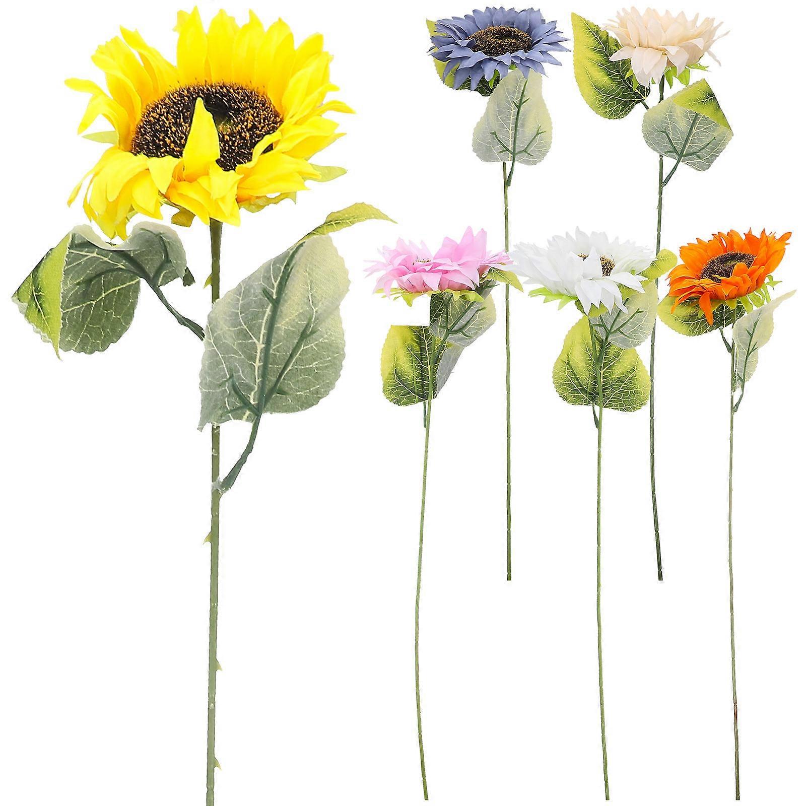 Artificial Sunflower Sunflower Shape Pastoral Style Picnic Decoration 6Pcs