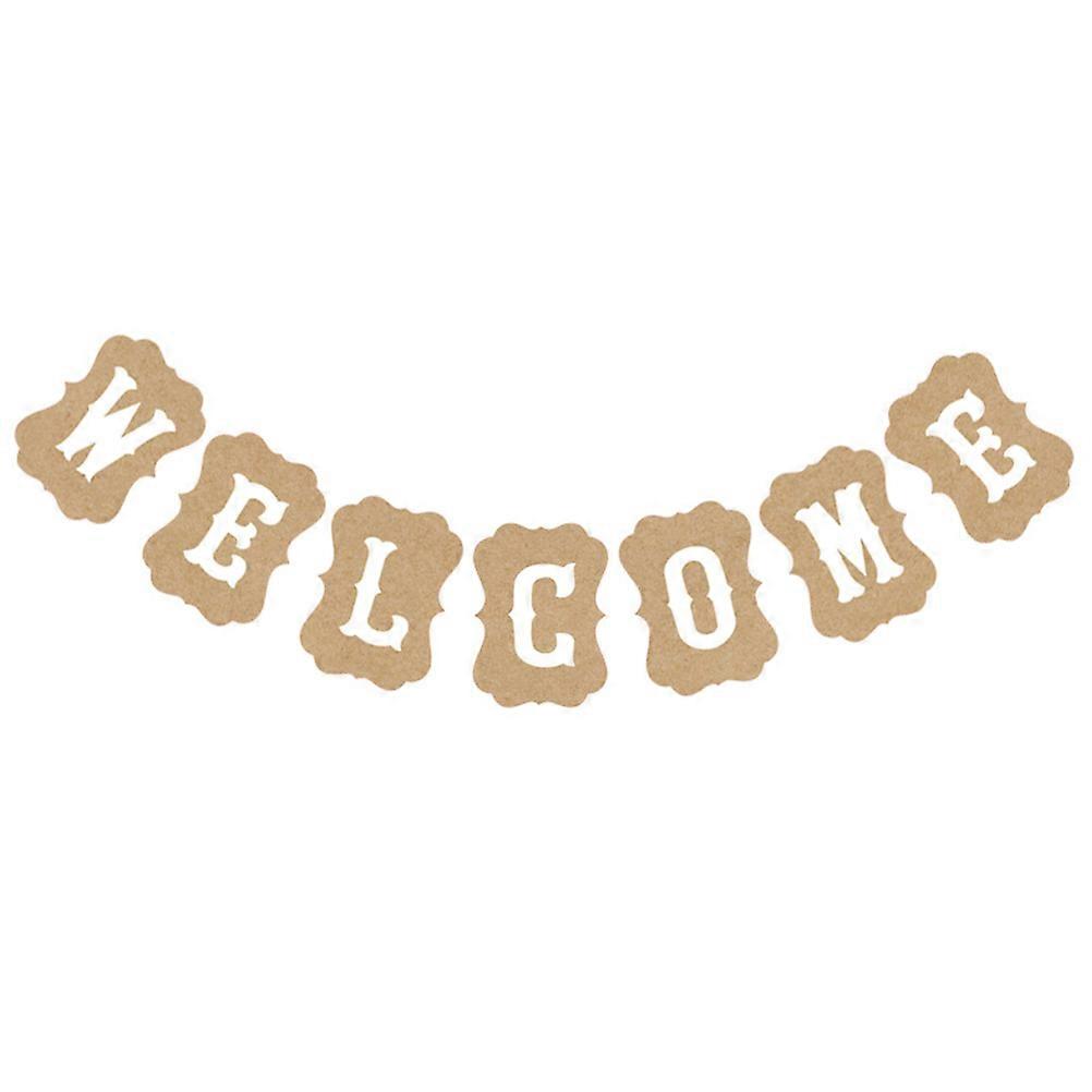 Classroom Decoration Welcome Banner Rectangular Cards Retro Style Brown White 15x11cm 3m String Length Party Decoration 1Set