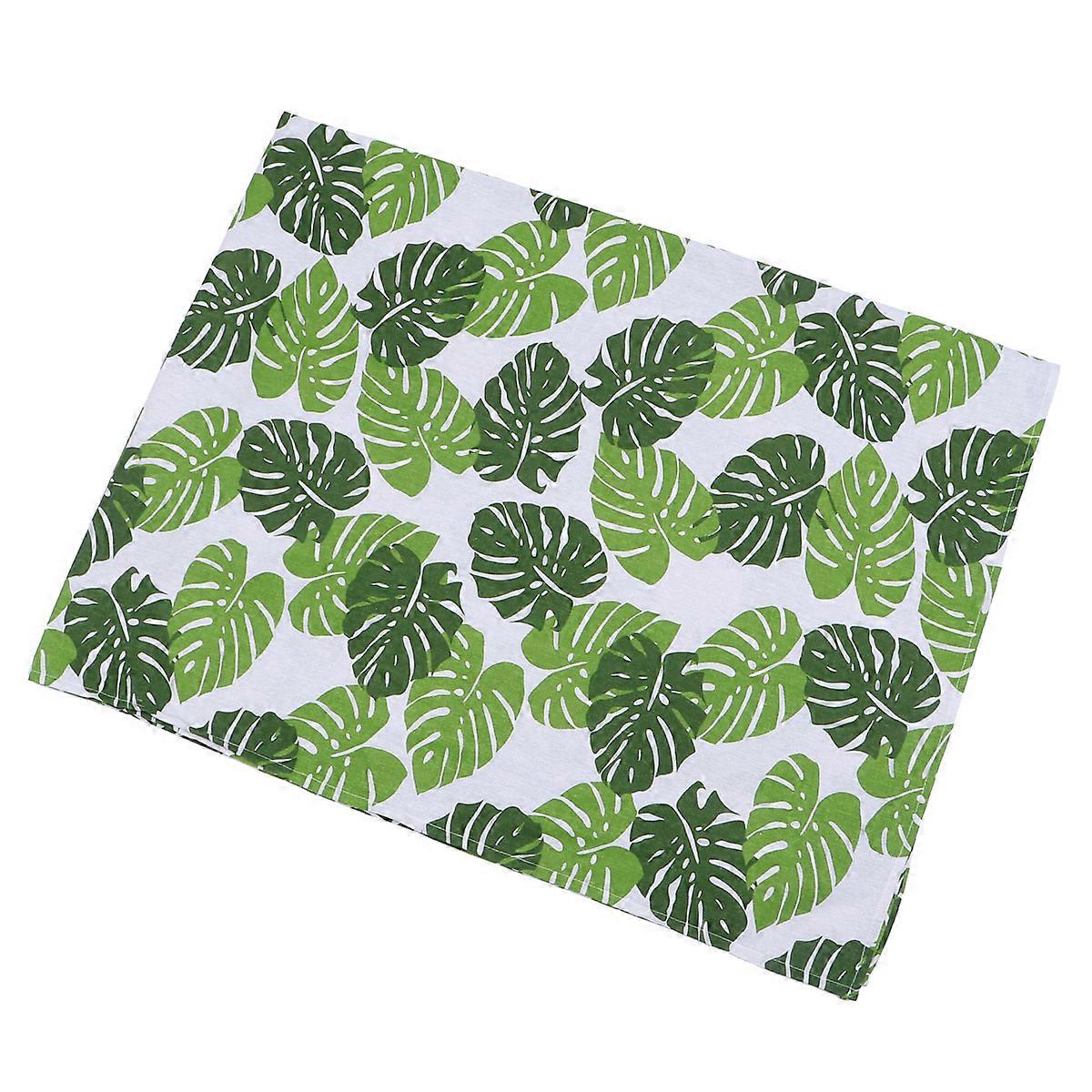 Dining Table Cover Leaf Patterned Hawaii Party Style Cotton and Flax Tablecloth 140x180cm Protecting Table 1Set