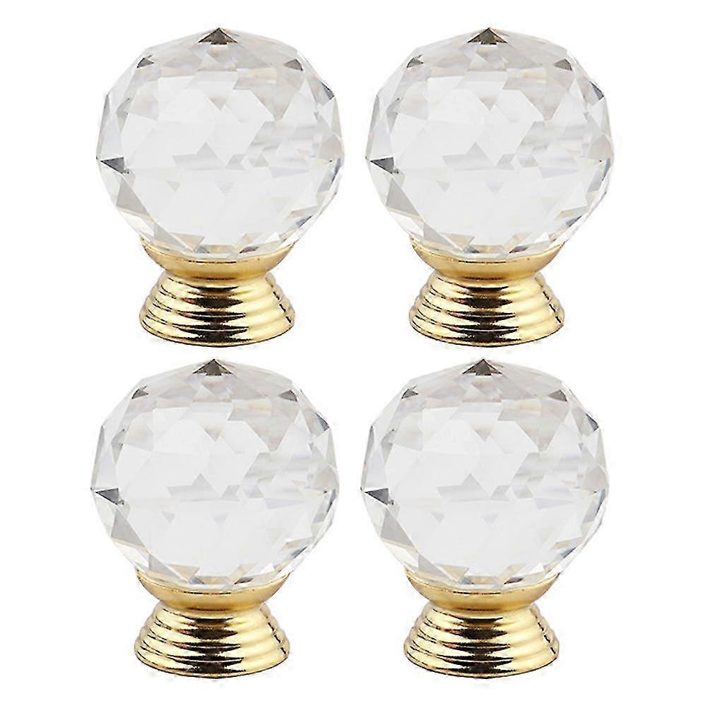 4Pcs Brass Dresser Knobs Rustic Crystal Drawer Pulls 3X3CM Golden