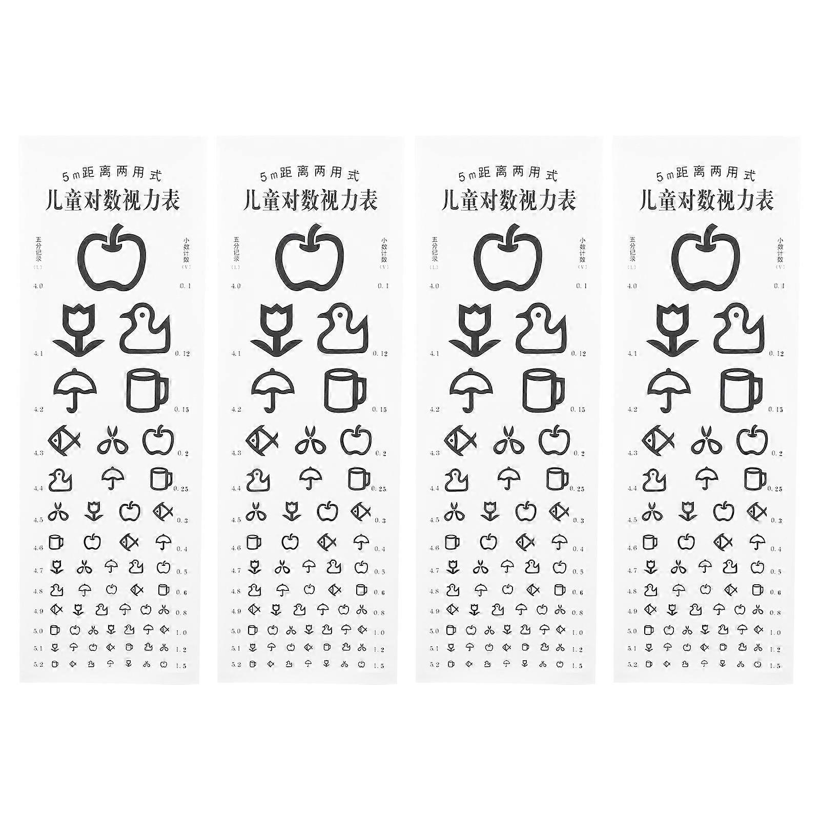 4pcs PVC Eye Testing for Home Use – Clear Visual Acuity Wall for Eye Testing