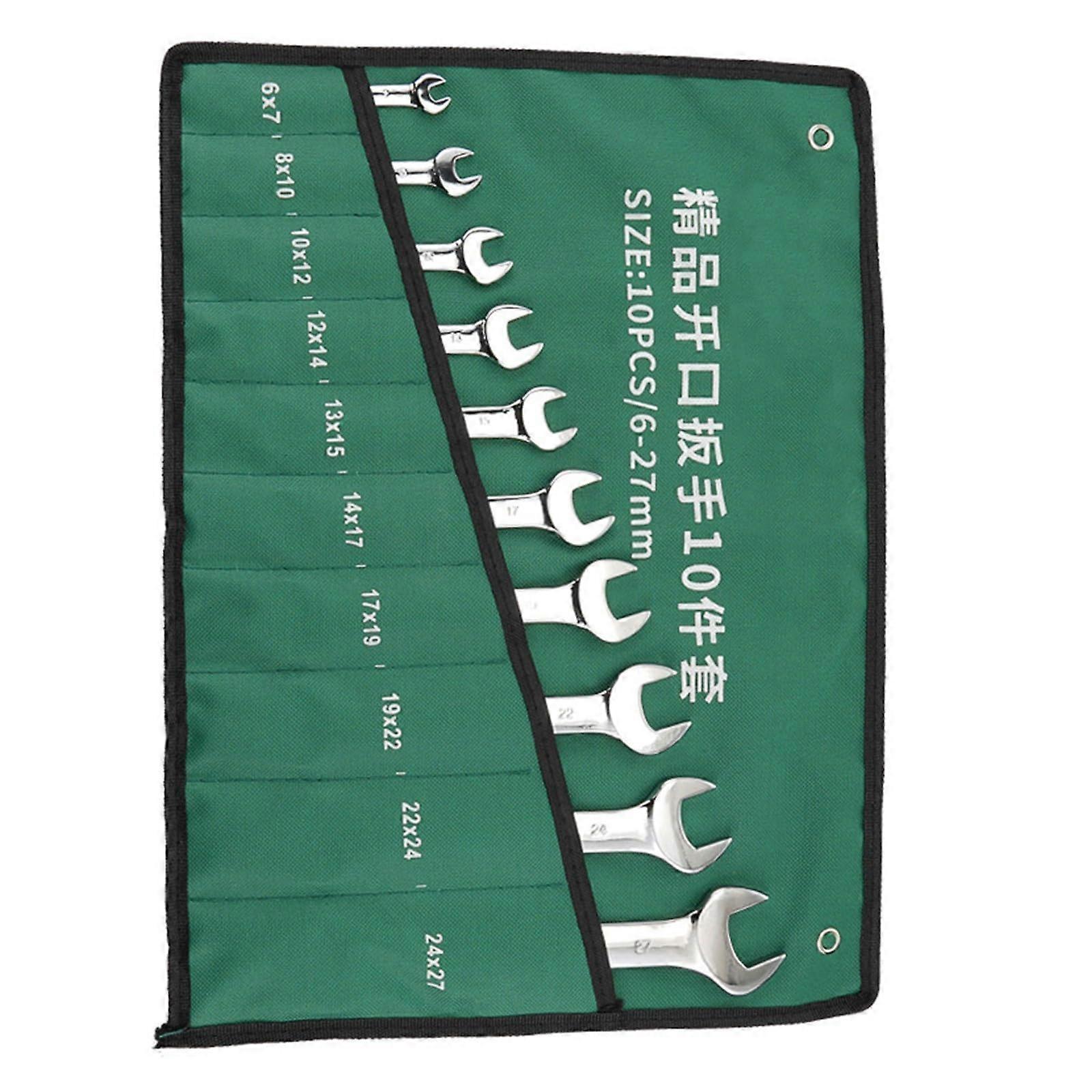 8/10pcs metal key set double head open end mirror polished steps with bags for various nut and screw sizes