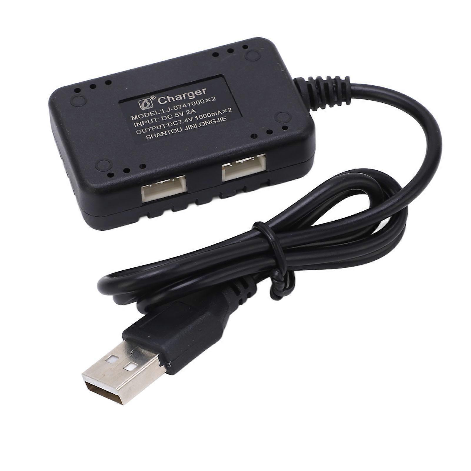 2 in 1 7.4V LiPo Battery Charger, Plastic USB Charger with Indicator Light for Wltoys RC Cars and Boats