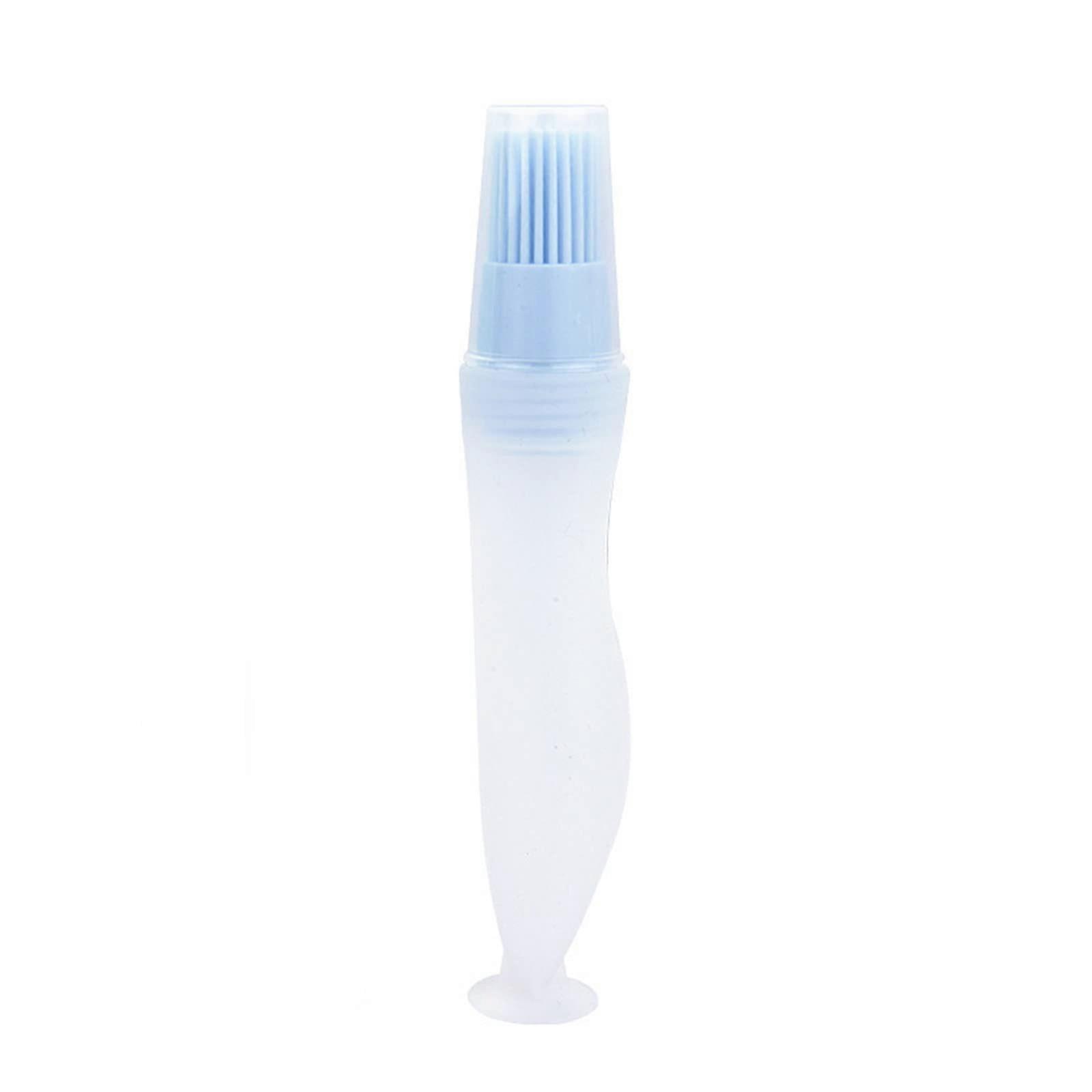 Barbecue Brush Cooking Silicone Basting Tool with Oil Bottle for Grilling - Portable BBQ Brush in Blue
