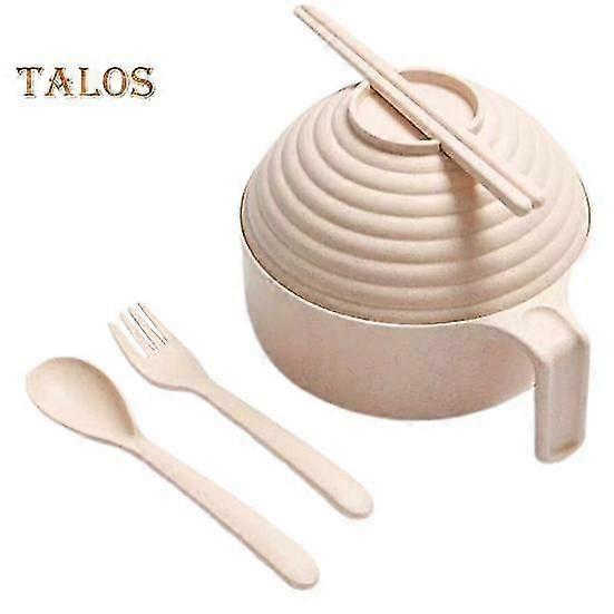 1 Set Multi-use Noodle Bowl Food Grade Heat-resistant with Lid And Tableware Kitchen Student Dormitory Use
