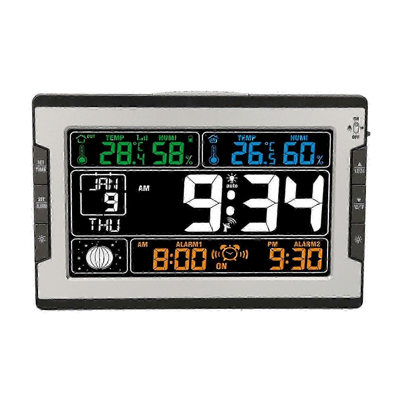 Indoor&Outdoor Temperature Humidity Digital Multifunctional Clock & Thermo-Hygrometer Thermometer & Hygrometer Large Color Display with Backlight with