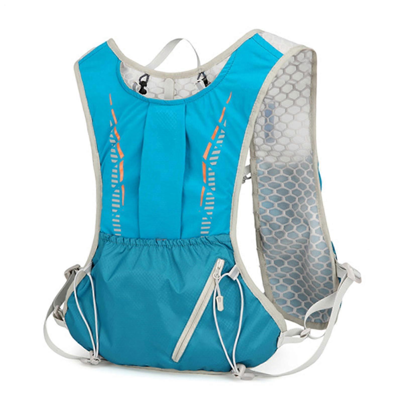 Drinking backpack, reflective, waterproof, ideal for running, camping, cycling, blue.