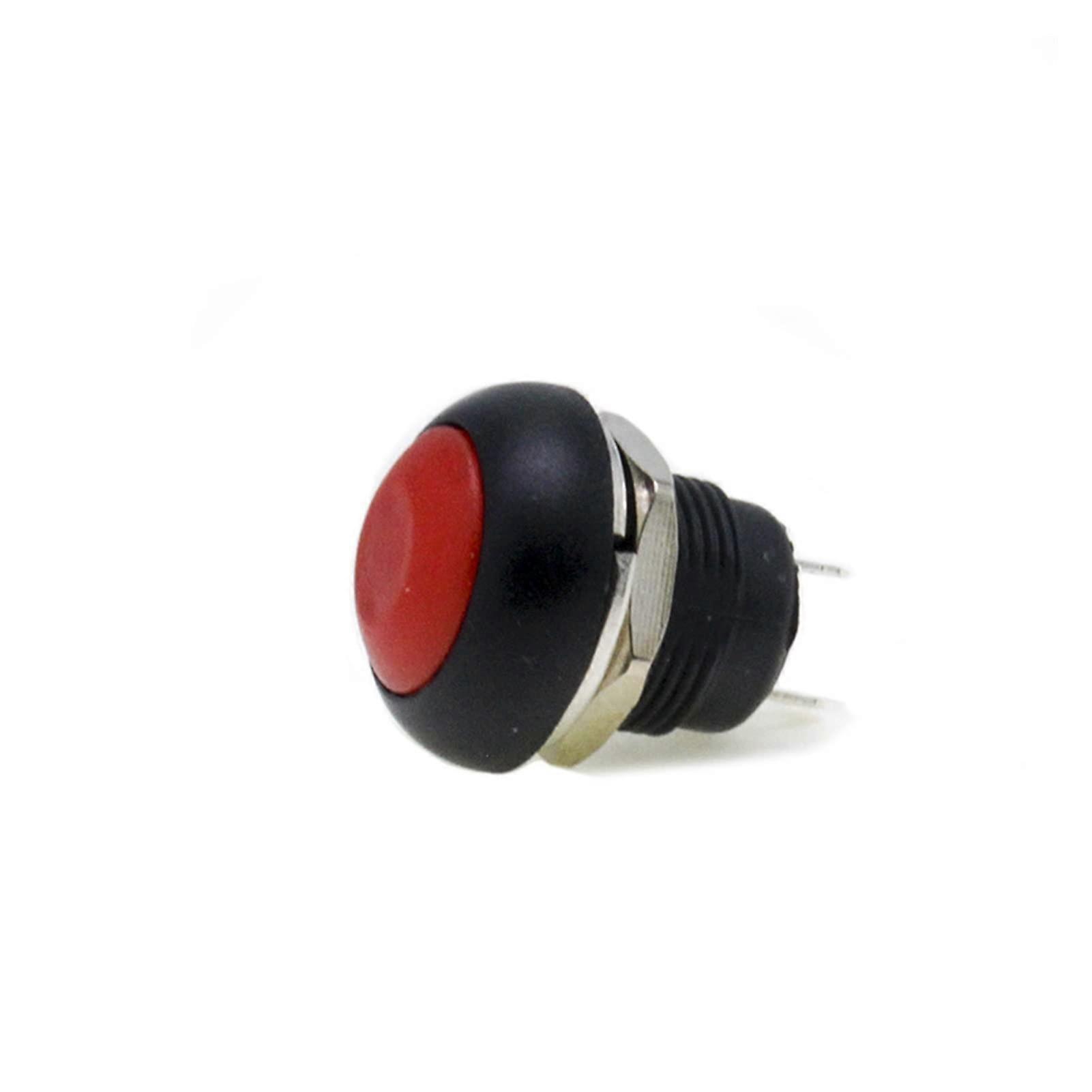 Tactile Tact Push Button, 7pcs, 12mm, metal, tactile, waterproof, round (Red)