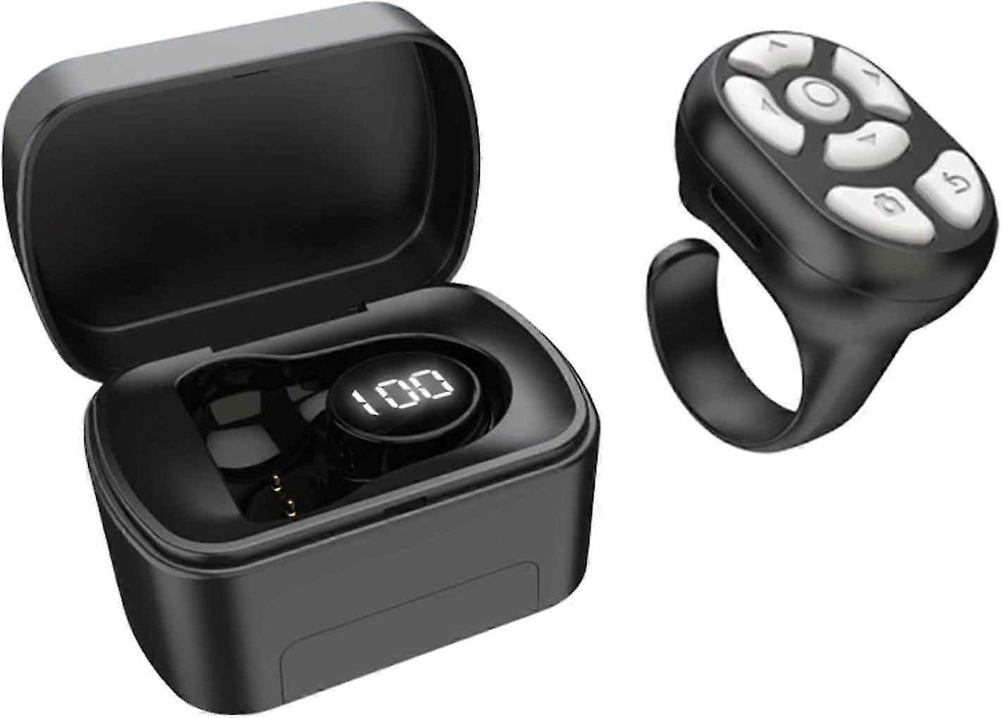 Bluetooth Page Turner, Scrolling Ring Clicker for Camera Video Recording Shutter Selfie, Finger Remote Compatible with Android Smartphones a