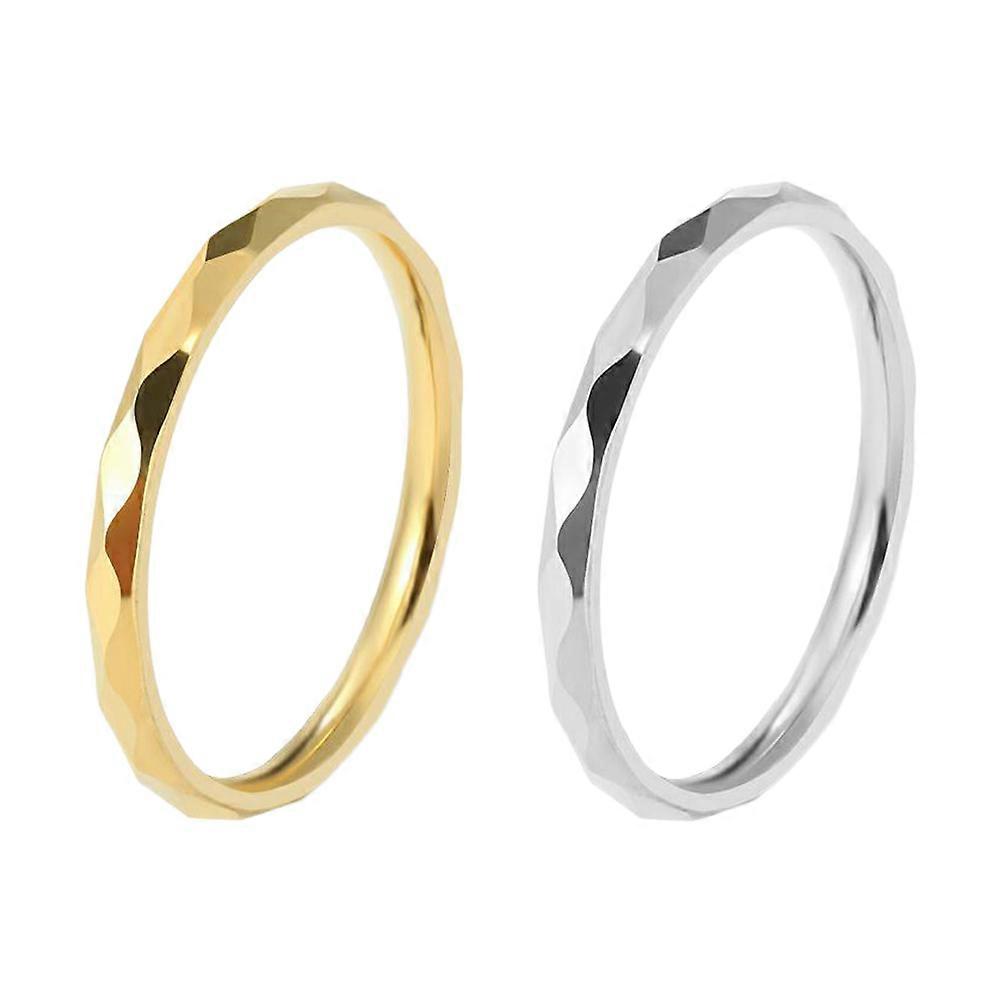 Couple Finger Jewelry Titanium Steel Rings Rhombus Shape Stylish Decors for Men and Women 2Pcs