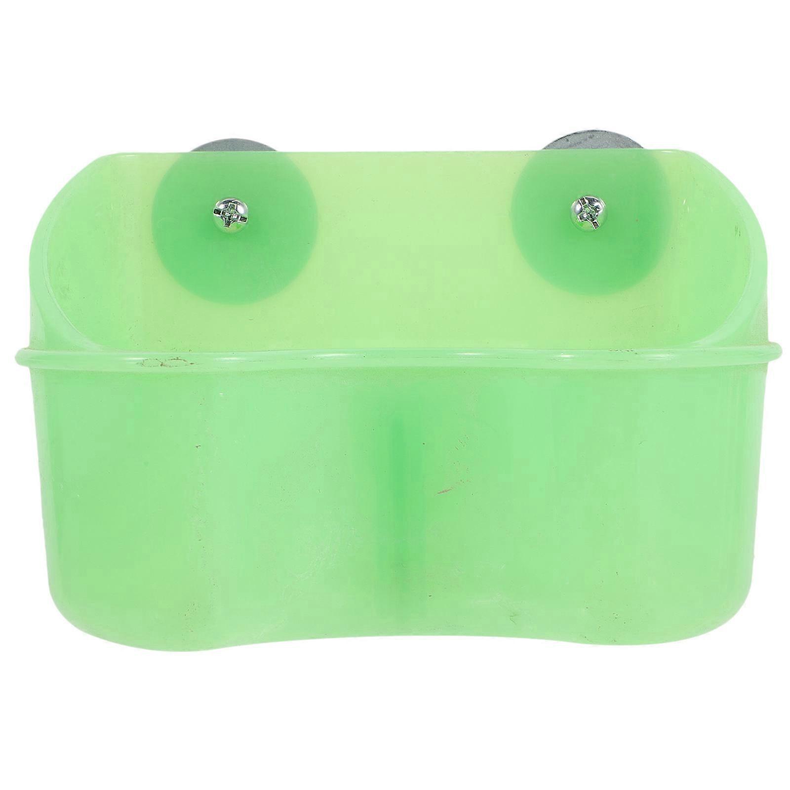 Parrot Feeder Bird Cage Mount Food Holder Multi-Functional Rectangular Shape Plastic Container Light Green 12x8.2cm 1Pcs