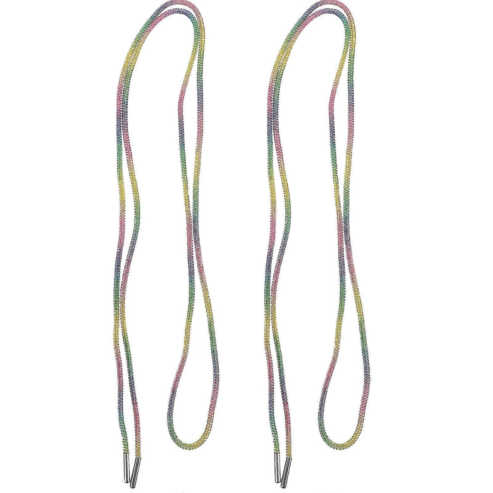 1 Pair Glitter Rhinestone Shoelaces for Casual Shoes Multi Color Long Enough to Meet Different Needs