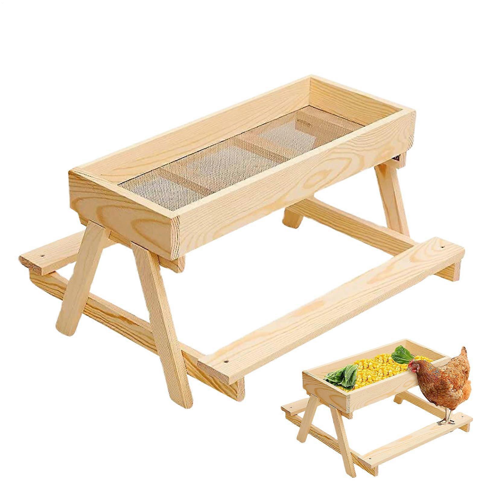 Chickens Picnic Table Squirrel Wild Bird Feeder Keeps Food Fresh Dry For Poultry, Turkey And Farm Animals In The Garden, Enclosure