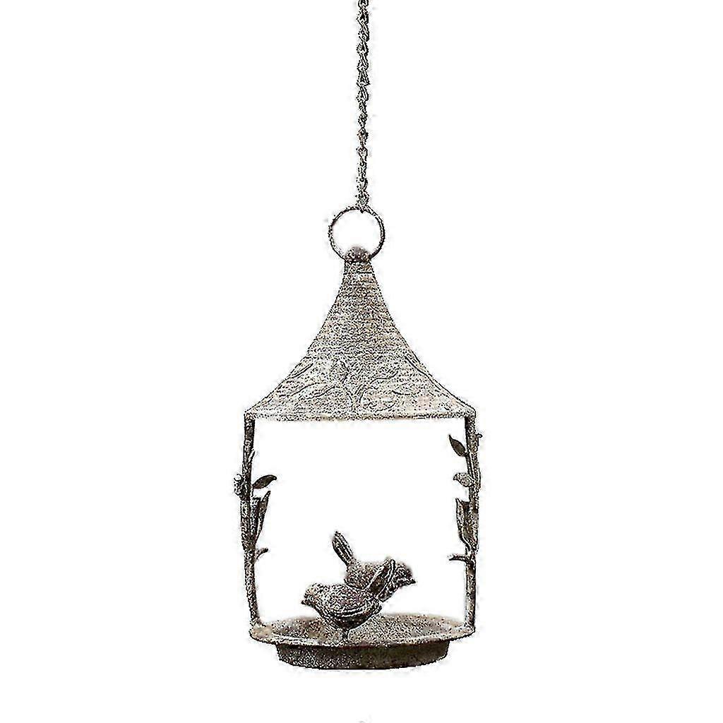 Mangiatoia per uccelli rustica in metallo per uccelli selvatici con ciotola per l'acqua a catena appesa