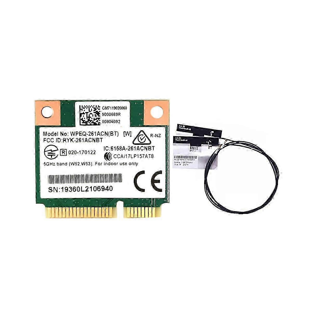 WIFI Card with 2 Antennas, 802.11AC 867M, Bluetooth 4.2, Mini PCIe Adapter