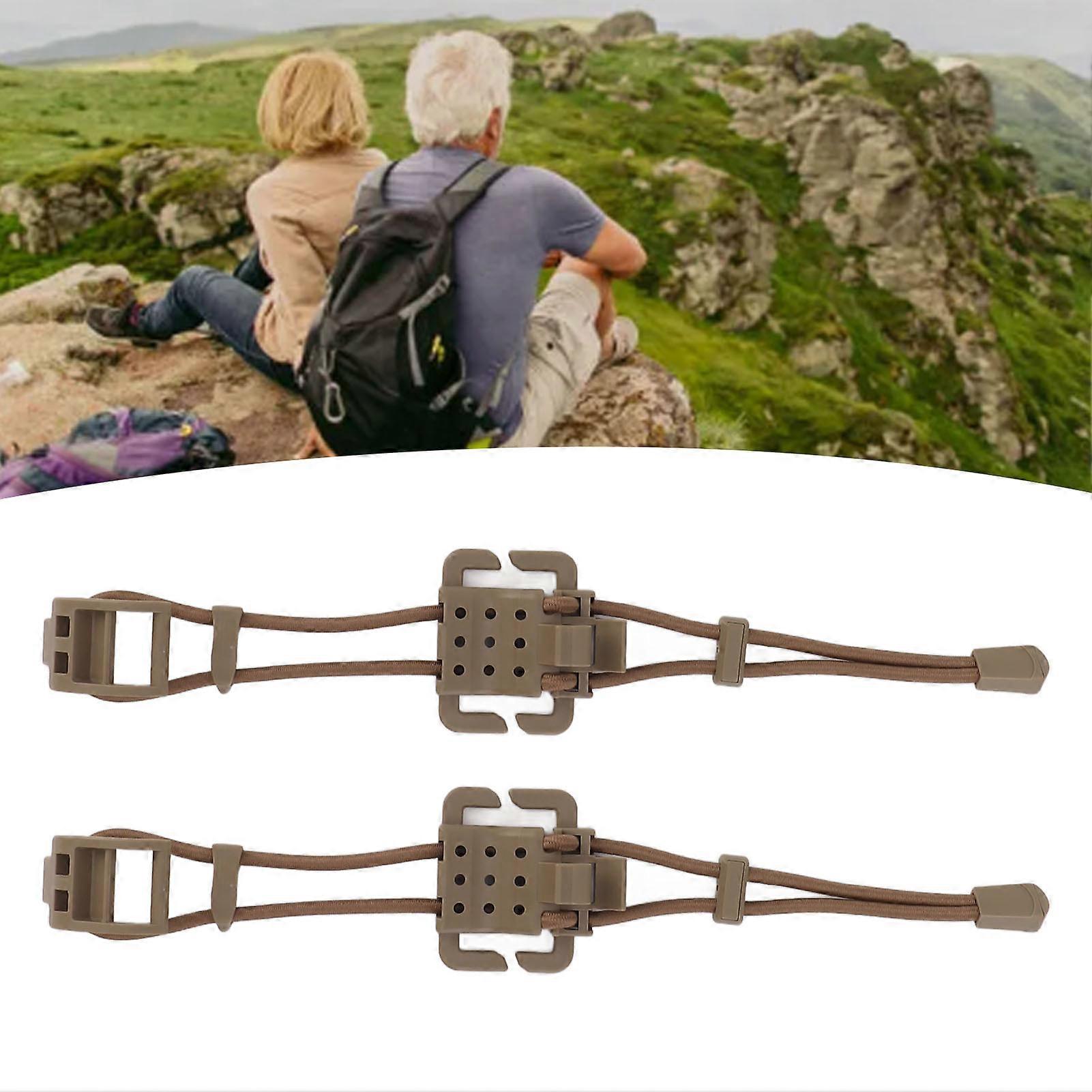 2Pcs Khaki Elastic Backpack Binding Clips MOLLE Gear Organizer