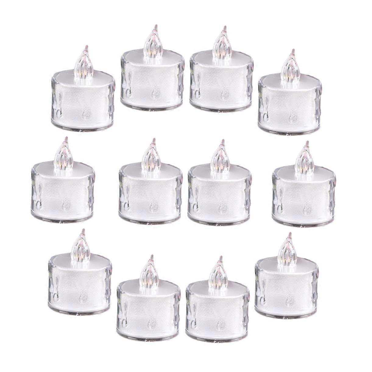 12 Pack LED Flameless Flickering Tea Light Candles Battery Operated Transparent Electric Lights for Party Decoration