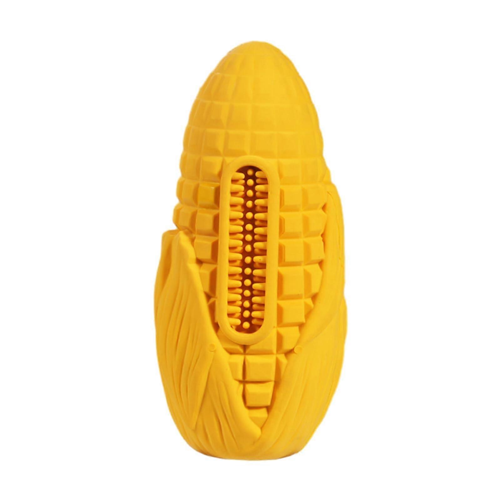 Medium to large dog chew toy for aggressive chewers, squeaky corn cob, yellow