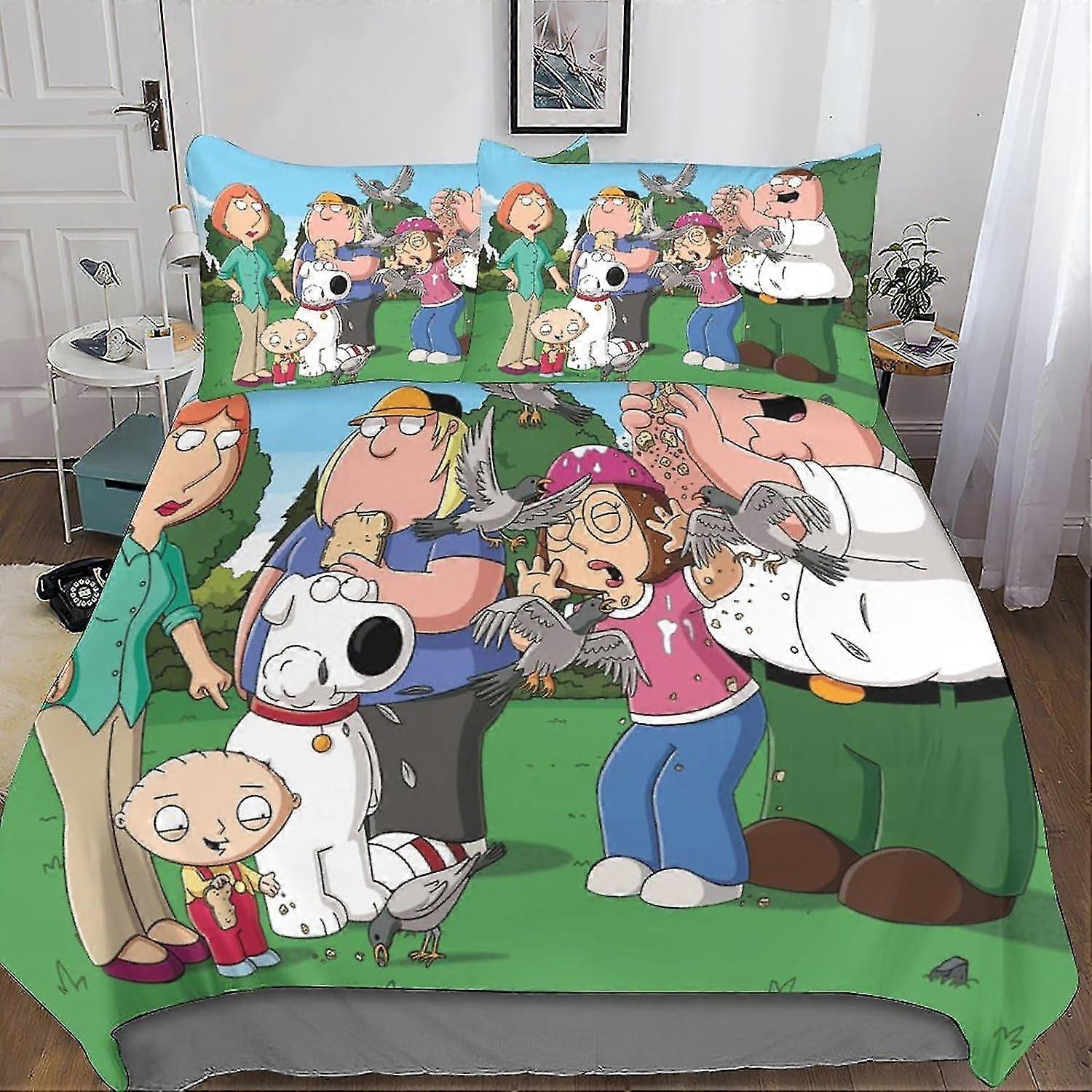 Funny Anime 3D Printed Bedding Set for Children and Teens with Duvet Cover and Pillowcase, Microfiber with Zipper Closure