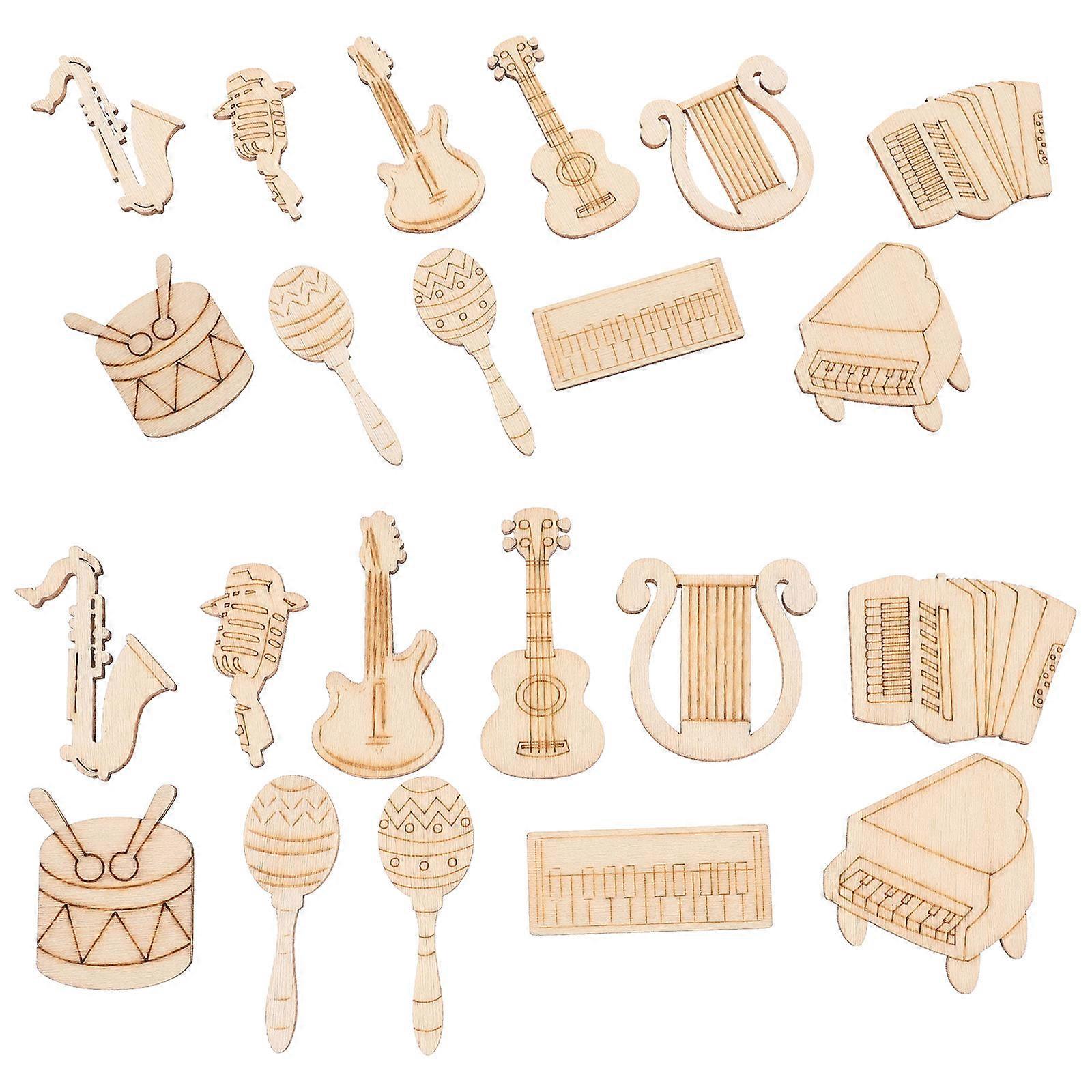 Instrument Ornament Saxophone Shaped Wood Slices For Decoration 100Pcs